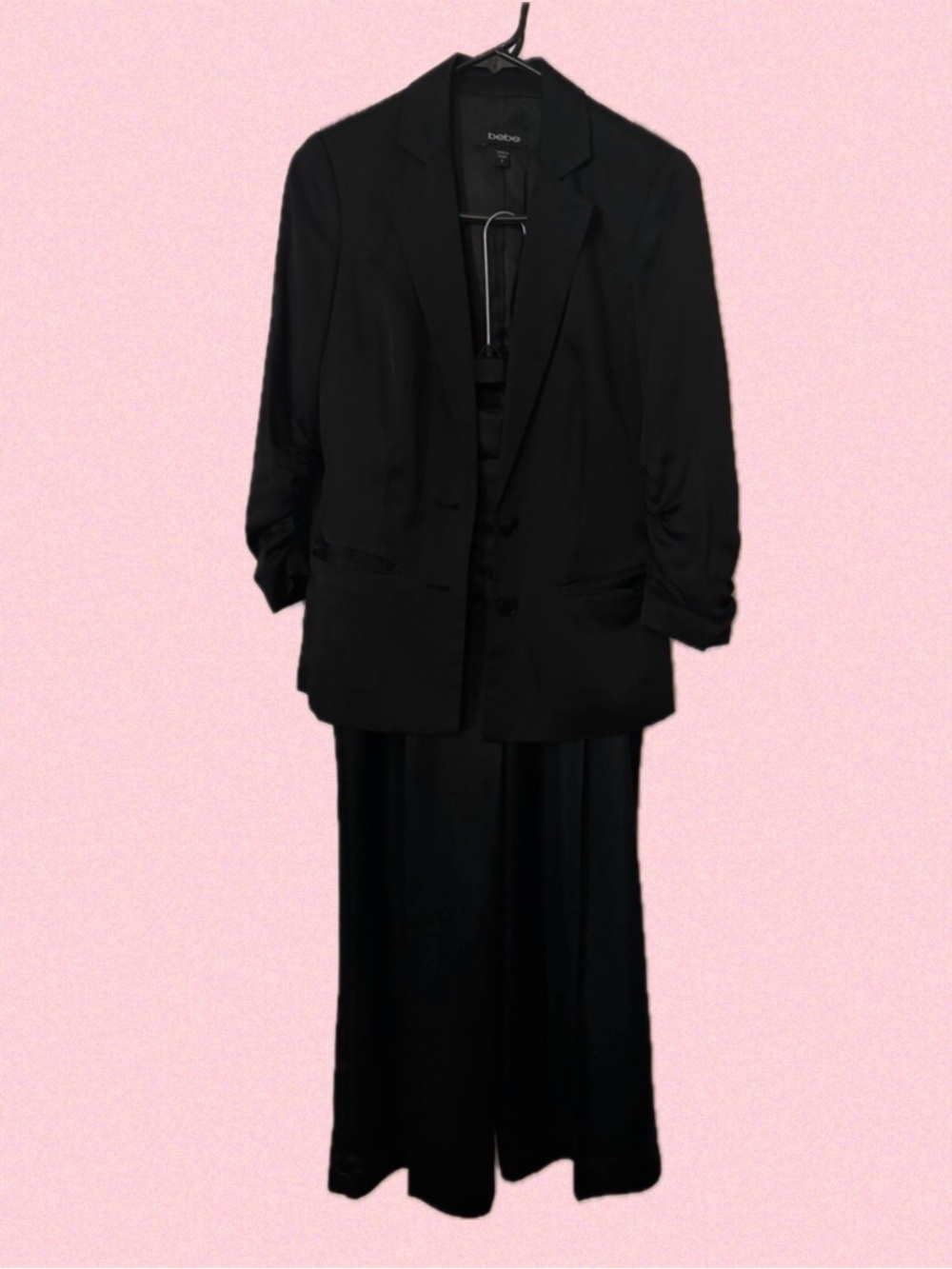 Satin Black Tailored Jacket & Pants Set